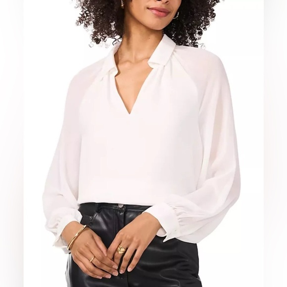 NEW Plus Size Vince Camuto Womens SplitNeck RaglanSmock Cuff Sleeve Ivory $89 - Picture 1 of 10